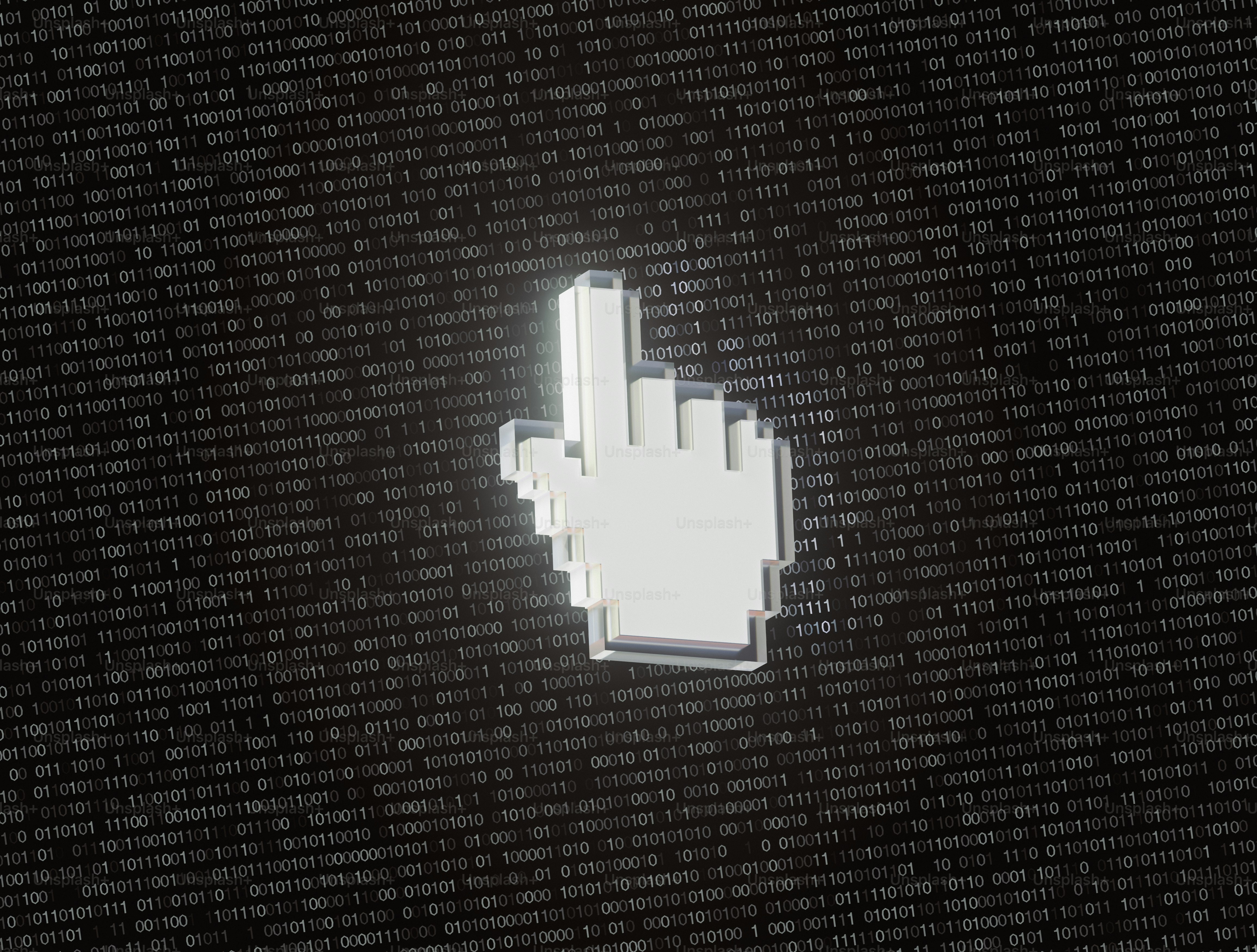A cursor hovers over a background of code.